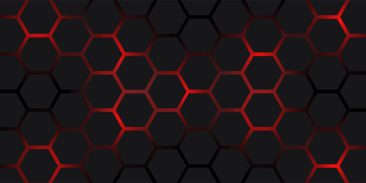 grey and red hexagons modern background illustration