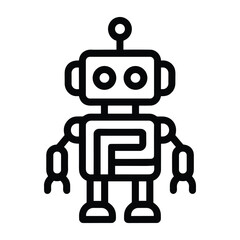 Fototapeta premium Simple black and white robot illustration technology