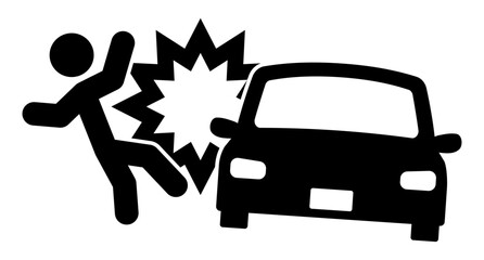 人を撥ねる車のシルエット