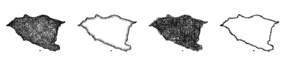 Obraz premium Sketch Melaka outline map design set