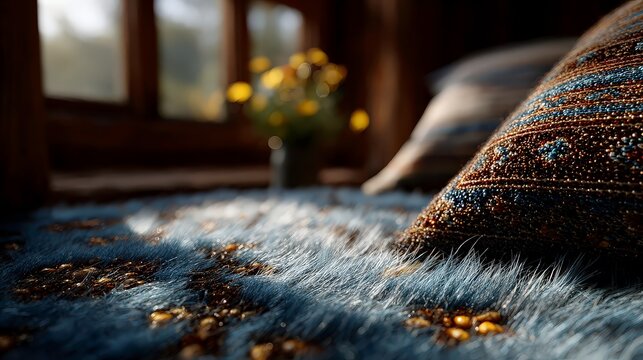 Cozy Luxury Bedroom Interior with Decorative Pillows and Warm Light