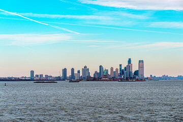 Fototapeta premium The scenic view of New York skyscrapers as a silhouette of New York City.