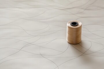 A small thread spool resting near a faint drawn background.