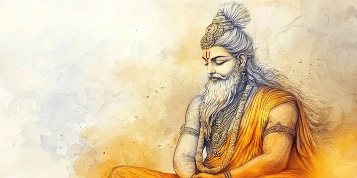Artistic representation of Cheti Chand through a watercolor portrait of Lord Jhulelal.