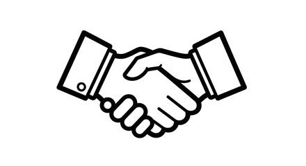 Obraz premium Professional handshake between two people, symbolizing agreement, partnership, and successful business deal in a line art style on an isolated white background