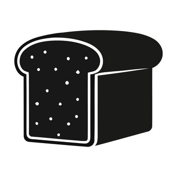 Black Bread Silhouette Vector Icon, Bakery Logo Symbol, Minimal Flat Food Illustration Isolated on White Background