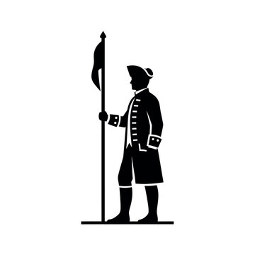 Colonial soldier holding a flag silhouette 1.