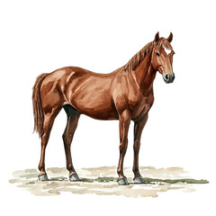 Fototapeta premium watercolor painting of Horse graphic, isolated on a white background.