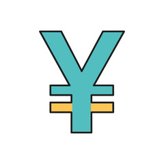 Fototapeta premium A graphic representation of the yen currency symbol with turquoise and yellow accents