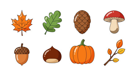 Autumn nature elements collection illustration © Imam