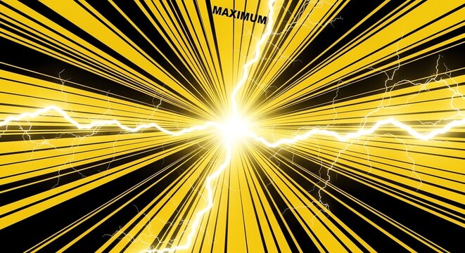 Yellow light burst with electric lines