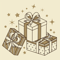 gift box opening with golden stars and sparkles