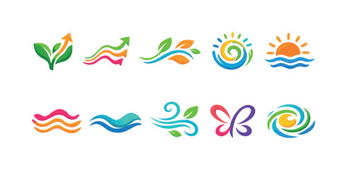 Nature icons set. Eco, environment, modern flat collection for sustainable design