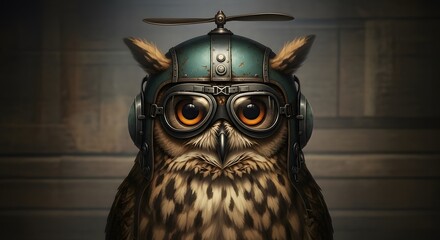 Labor day celebration with unique owl worker wearing safety gear