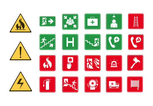 Emergency Signals Silhouettes Icons Set