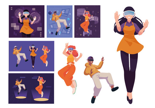 Metaverse Illustration Design set