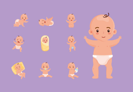 Baby Cartoon Illustration Set