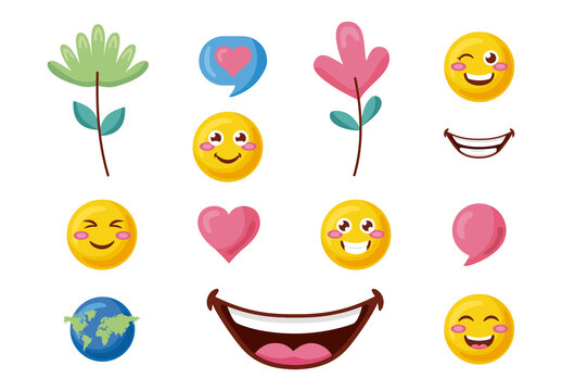 Emoji Happiness  Day Design Set