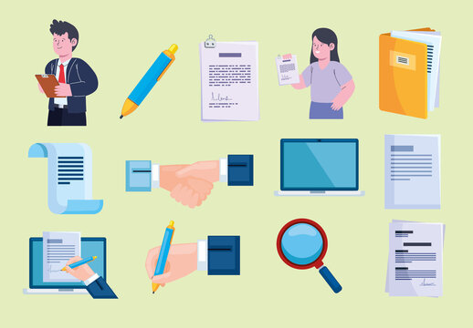 Business Documents Illustration Set