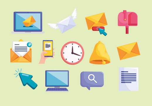 Digital Mail Notification Illustration Set