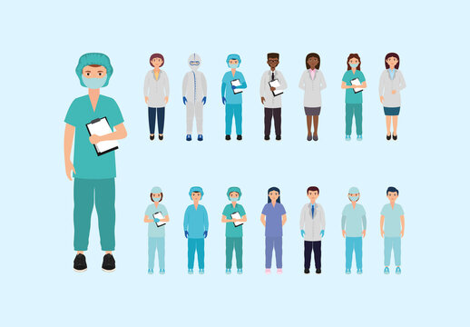 Doctors Medical Illustration Set
