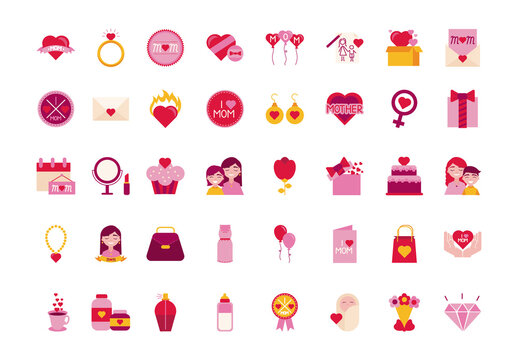 Mothers Day Flat Design Set