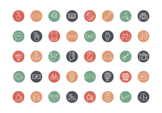 Retro Hipster Block and Line Design Set