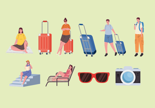 Travel Vacation Illustration Set