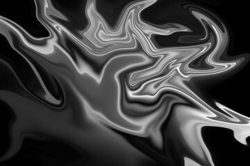 Obraz premium High contrast black and silver liquid marble texture with flowing organic lines, dramatic abstract background for luxury branding and contemporary design.