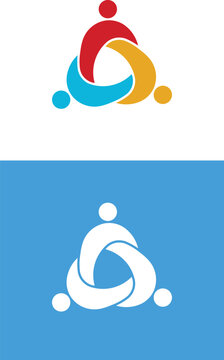 Colorful Three People Triangle Teamwork Vector Icon White Background Symbol
