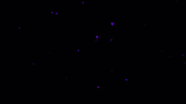 Abstract purple grunge noise and digital glitch particles on black background for overlay