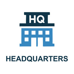 Headquarters Icon: Simple icon of a headquarters building, representing a central administrative or management center.