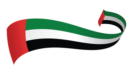 United Arab Emirates national flag flowing ribbon banner illustration with red green white and black colors isolated on white background © Zavivec