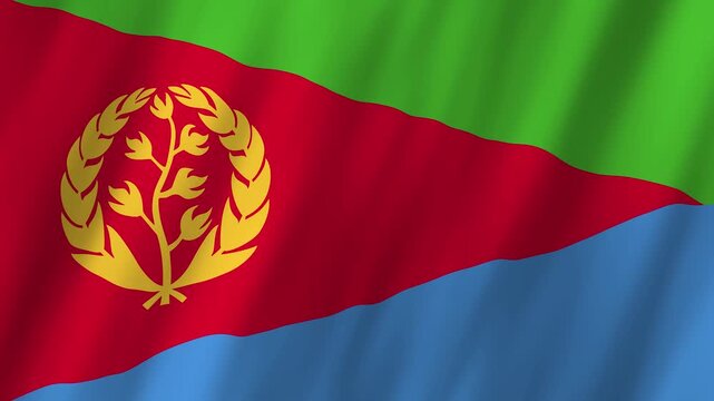 Eritrea Flag Waving on Wind, Realistic 4K Background Animation