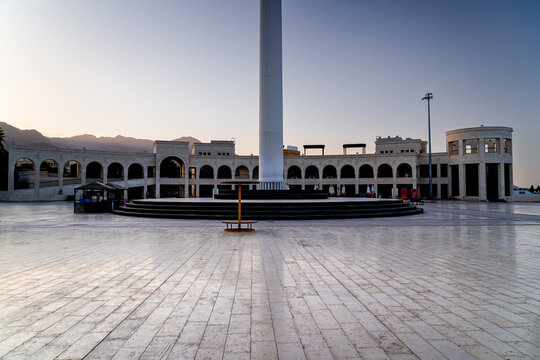 Arab Revolution Square in Aqaba at dawn, Jordan. Important city squares in the Middle East.