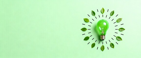 Eco Friendly Light Bulb Concept with Green Leaves