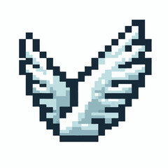 Fototapeta premium Enchanting pixel art wings, representing freedom, ascension, and heavenly inspiration, ideal for whimsical game assets, digital avatars, and fantasy-themed creative projects