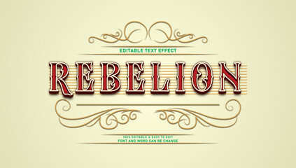 Vintage Rebellion Editable Text Effect with Victorian Ornaments and Retro Typography © Ika