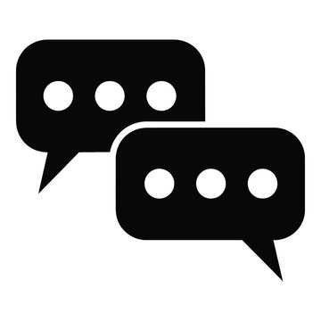 Two black speech bubbles with three dots  isolated on transparent background icon