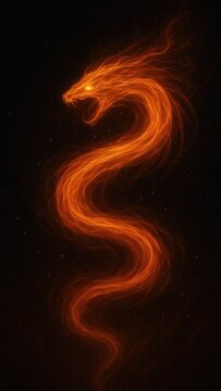 Fiery dragon illuminates dark mobile wallpaper