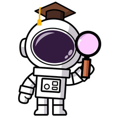 Naklejka premium Cute Graduation Astronaut Mascot Collection – Education and Space Cartoon Set
