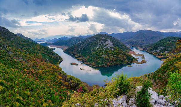 Crnojevic River Horseshoe Bend Autumn Panorama