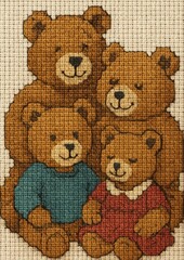 Charming cross-stitch teddy bears