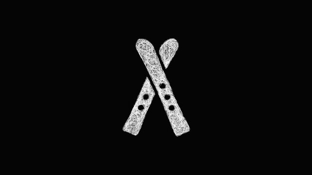 Sketch skis icon animation - smooth progressive reveal