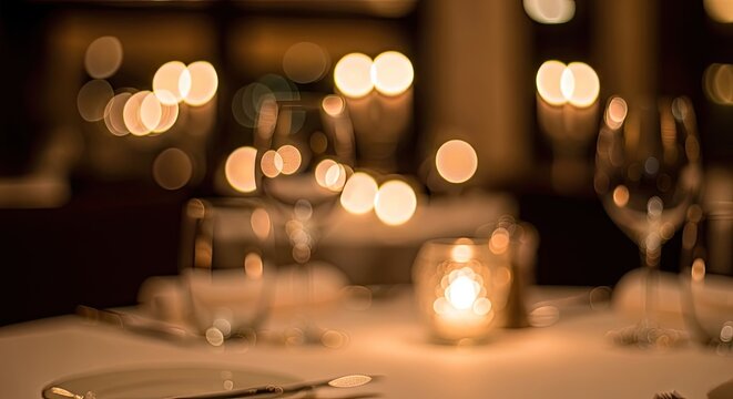 Romantic dinner table with candles.