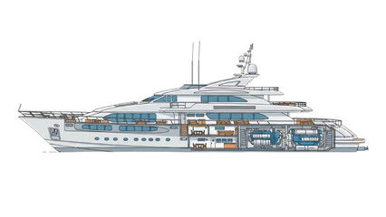 Detailed Vehicle Autocad Blueprint of a Luxury Yacht's Architectural Design and Engineering Plans