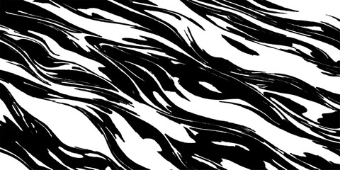 Seamless black and white tiger skin texture pattern featuring striped wild animal fur print for safari nature wallpaper and fabric design illustration © hossain