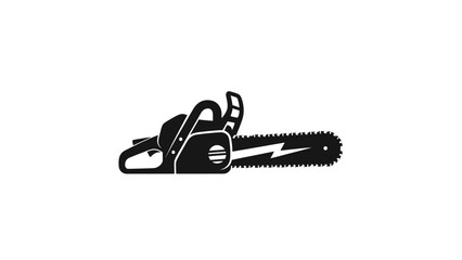 Naklejka premium A black and white vector graphic of a chainsaw set against a plain white background