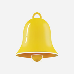 A bright yellow bell icon with a shiny surface and a small loop at the top, created with editable vector file