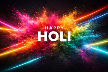 Holi poster: happy holi poster design; typography happy holi